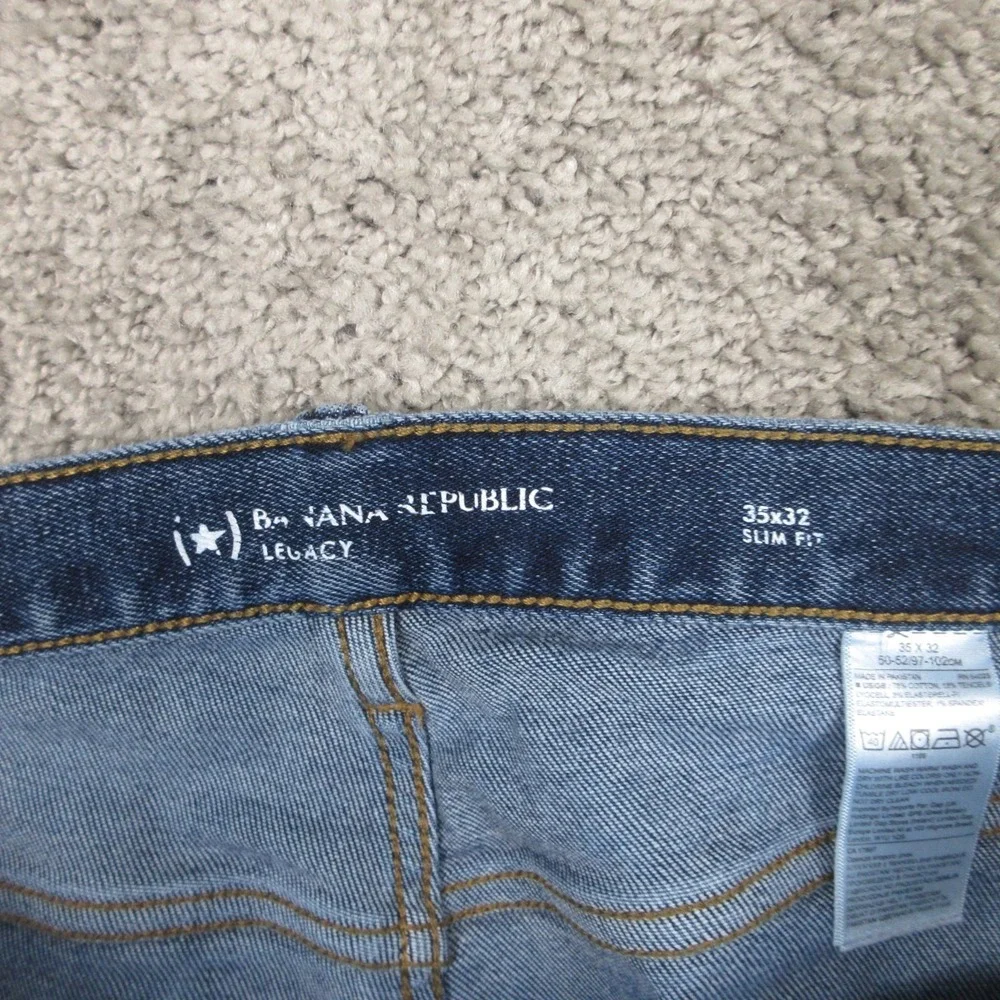 Banana Republic Jeans Mens 35x32 Blue Legacy Slim‎ Fit Faded Whisker Denim Pants